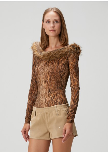 Leopar Desenli Uzun Kol Body modelleri