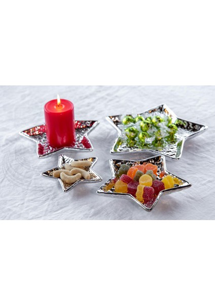 Gümüş Porselen Galvaniz Yıldız Kase 14 cm fiyatları