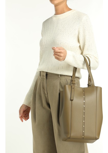 Haki Kadın Deri Alışveriş Çantası fiyatları