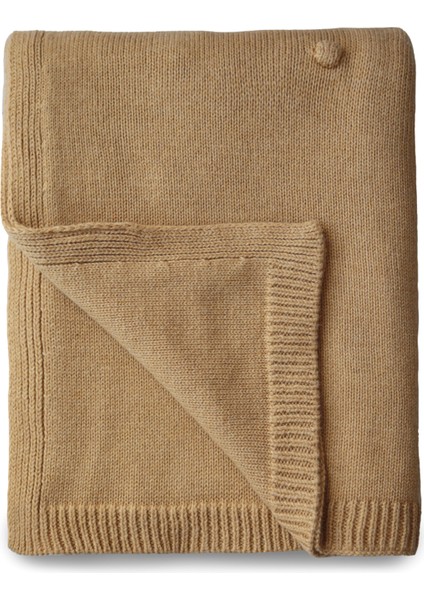 Textured Dots Mustard Melange Organik Pamuk Örme Bebek Battaniyesi
