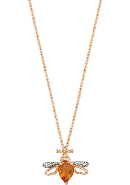 Honey Renkli Taşlı Kadın Altın Kolye