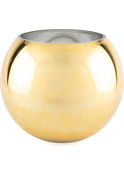 Altın Rengi Yuvarlak Cam Vazo 25 cm