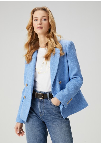 Mavi Bukle Kumaş Blazer