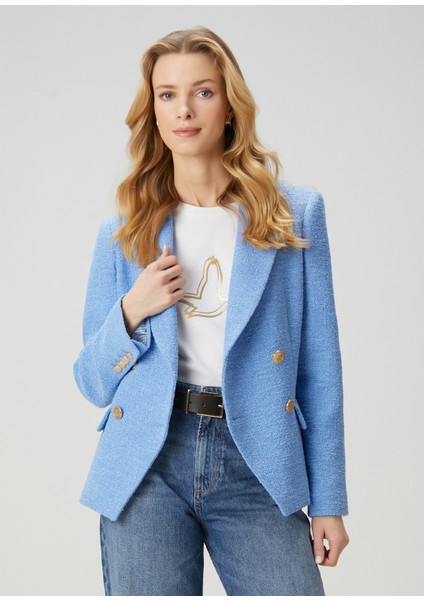 Mavi Bukle Kumaş Blazer indirimleri