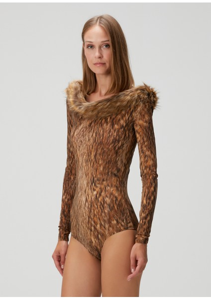 Leopar Desenli Uzun Kol Body indirimleri