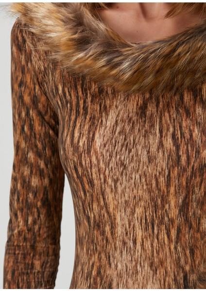 Leopar Desenli Uzun Kol Body