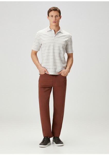 Açık Mavi Polo Yaka Çizgi Desenli T-Shirt fiyatları