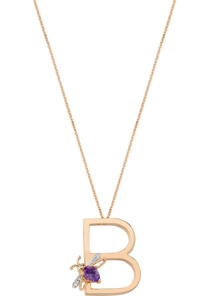 Gold B Rose Kadın Altın Kolye