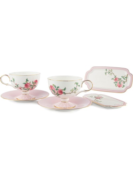 Peachy Porselen 6 Parça 2li Çay Fincanı Seti