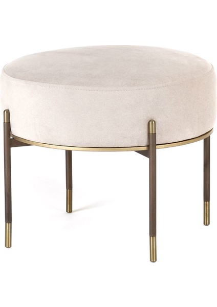 Kirit Krem Metal Ayaklı Ottoman Puf