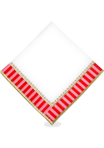 Dekoratif Candy Serisi Keten Pembe Kırmızı Damalı Servis Peçetesi 40X40 cm