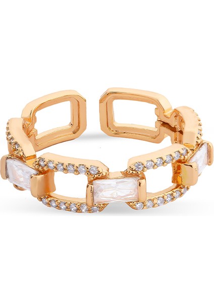 Taşlı Zincir Altın Kaplama Kadın Yüzük fiyatları