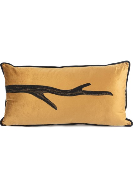 Isla Bronz Tek Dal Kadife Yastık Kırlent 35X65 cm