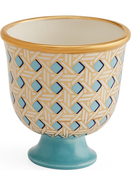 Basketweave Seramik Dekoratif Kase