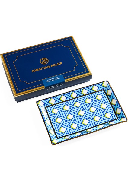 Mavi Desenli Dikdörtgen Tepsi fırsatları