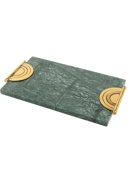 Gold Demir Detaylı Yeşil Mermer Tepsi 42 cm fiyatları