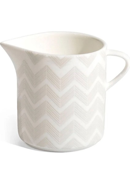 Beyaz Gri Zik Zak Porselen Sütlük