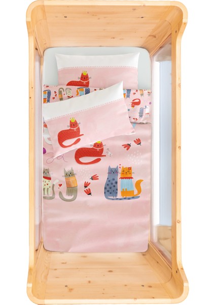Kitty Of Queen Pembe Pamuk Saten Bebek Çocuk Nevresim Seti 100 x 150 cm modelleri