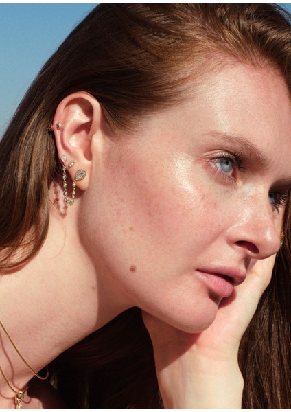 Drova Bond Pırlanta Taşlı 14 Ayar Altın Tek Kadın Küpe modelleri