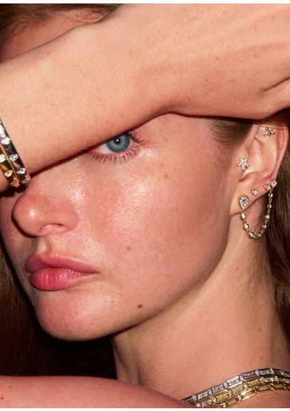 Drova Bond Pırlanta Taşlı 14 Ayar Altın Tek Kadın Küpe fırsatları