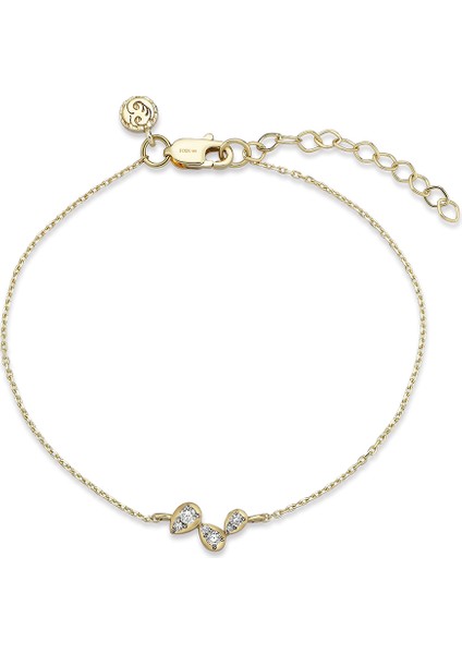 Drova Trio Mini Pırlanta Taşlı 14 Ayar Altın Kadın Bileklik