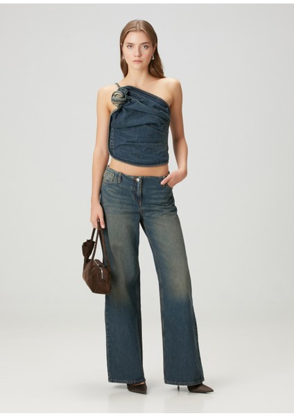 Mavi Drapeli Denim Bluz fiyatları