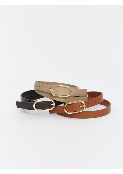 Yeni Sezon Deri Görünümlü Kadın Kemer 3'lü