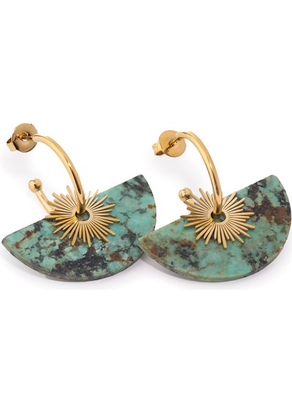 Jiji Gold Yeşil Doğal Taşlı Altın Kaplama Çelik Kadın Küpe fiyatları