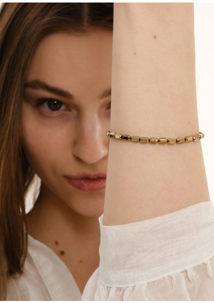 Nadia Altın Rengi Doğal Taş Kadın Bileklik modelleri