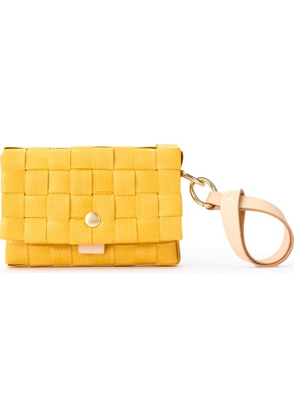 Sarı Sepet Örgü Deri Kadın Cüzdan