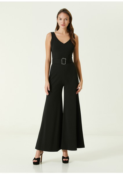 Gisella Siyah Bol Paça Abiye Tulum modelleri