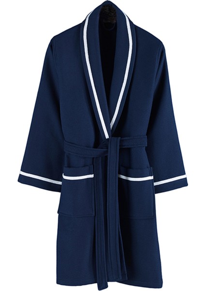 Livenza Lacivert Pamuklu Unisex Pike Bornoz