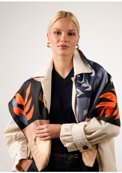 In The Eye Of The Moon Renkli Ipek Kadın Fular 105 cm fiyatları