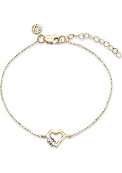 Heart Trio Mini Pırlanta Taşlı 14 Ayar Altın Kadın Bileklik