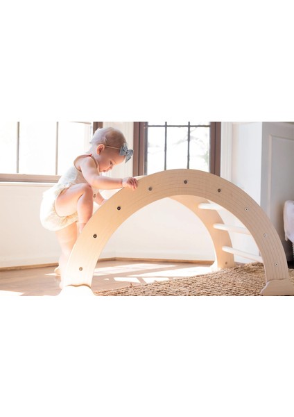 Montessori Pikler Ahşap Merdiven Rampalı Gökkuşağı Tırmanma Seti Aktivite Oyuncağı fiyatları