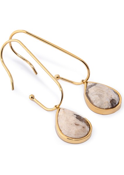 Yuna Krem Rengi Doğal Taşlı Çelik Kadın Küpe fiyatları