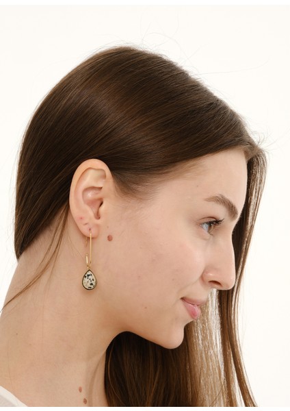 Yuna Gold Leopar Desenli Doğal Taşlı Altın Kaplama Çelik Kadın Küpe modelleri