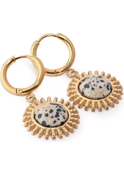 Sun Gold Leopar Desenli Doğal Taşlı Altın Kaplama Çelik Kadın Küpe fiyatları
