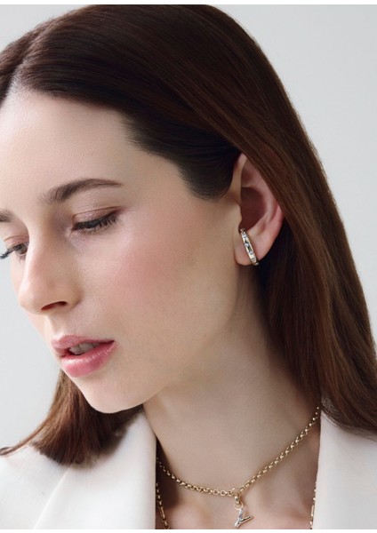 Eternal Drop Pırlanta Taşlı 14 Ayar Altın Tek Kadın Cuff Küpe fiyatları