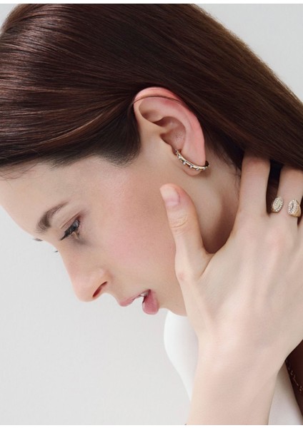 Eternal Drop Pırlanta Taşlı 14 Ayar Altın Tek Kadın Cuff Küpe modelleri