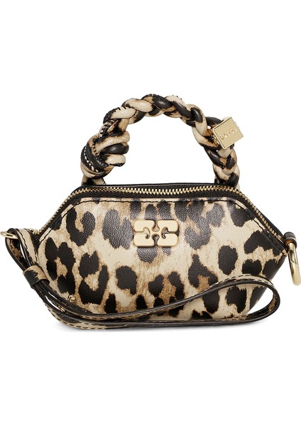 Leopar Desenli Kadın Deri El Çantası