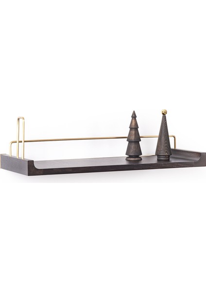 Dark Gold Eskitme Detaylı Meşe Ahşap Orta Boy Uçan Raf fiyatları