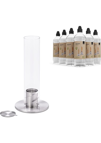Spin 90 Silver Bioethanol Masaüstü Şömine ve Jel Seti
