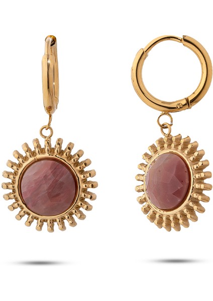 Sun Doğal Taşlı Çelik Kadın Küpe