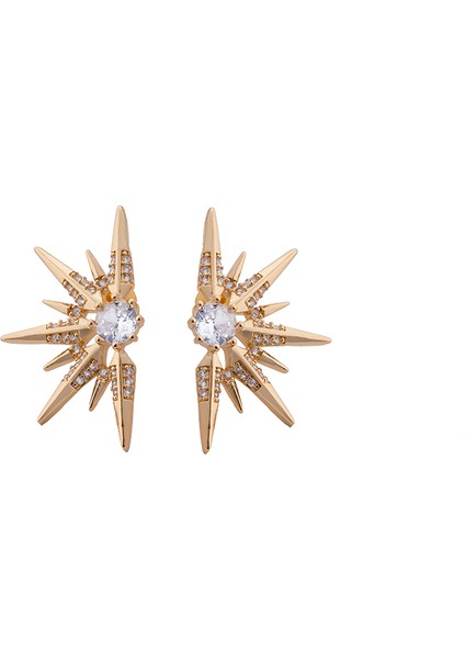 Güneş Zirkon & Altın Kaplama Pirinç Gold Kadın Küpe