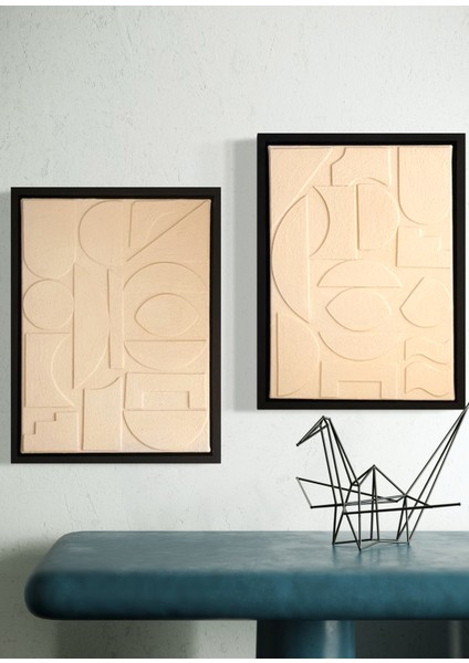 Santorini Vanilya Siyah Kanvas 2'li Tablo Seti fiyatları