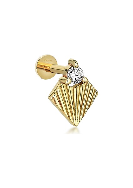 Rocket Heart Pırlanta Taşlı 14 Ayar Altın Tek Kadın Piercing Küpe