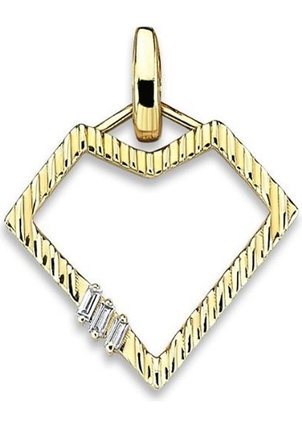 Heart Trio Pırlanta Taşlı 14 Ayar Altın Kadın Kolye Ucu