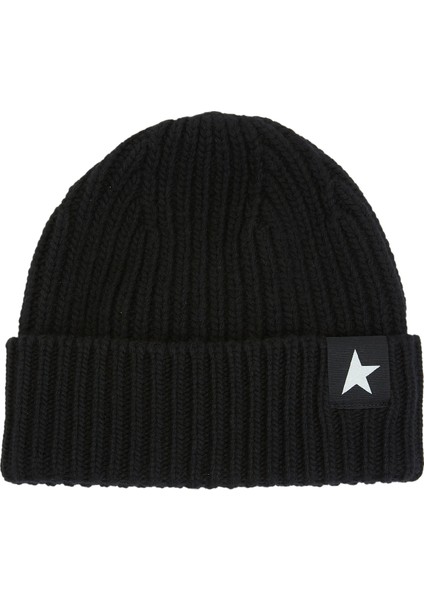 Siyah Çizgi Dokulu Kadın Yün Bere