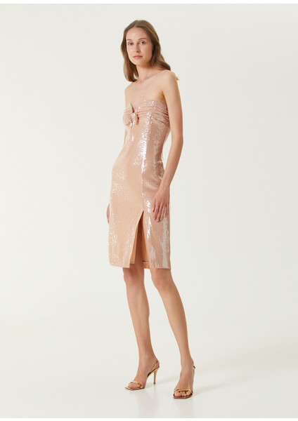 Aurella Pudra Işlemeli Midi Kokteyl Elbise modelleri